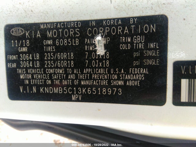 2019 Kia Sedona, VIN: KNDMB5C13K6518973