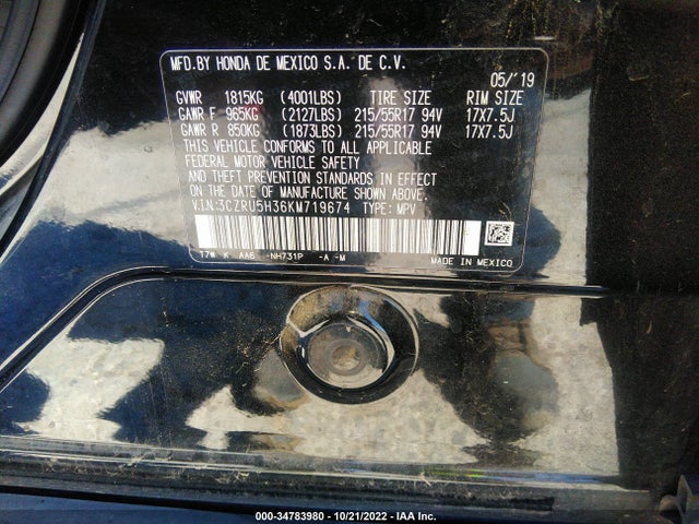 Honda HR-V LX 2019 3CZRU5H36KM719674 Image 9