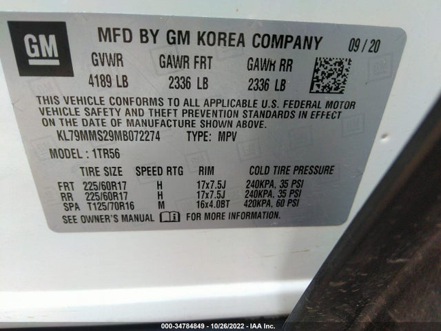 Chevrolet Trailblazer Ls 2021 KL79MMS29MB072274 Image 9