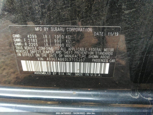 2020 Subaru Impreza, VIN: 4S3GTAB63L3705357