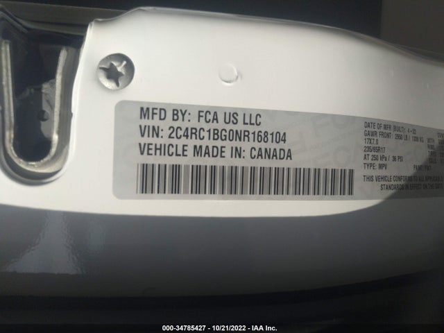 2022 Chrysler Pacifica, VIN: 2C4RC1BG0NR168104