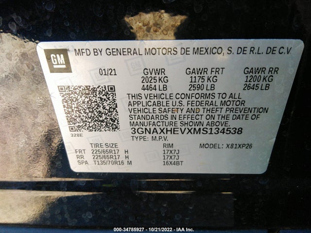 Chevrolet EQUINOX LS 2021 3GNAXHEVXMS134538 Image 9