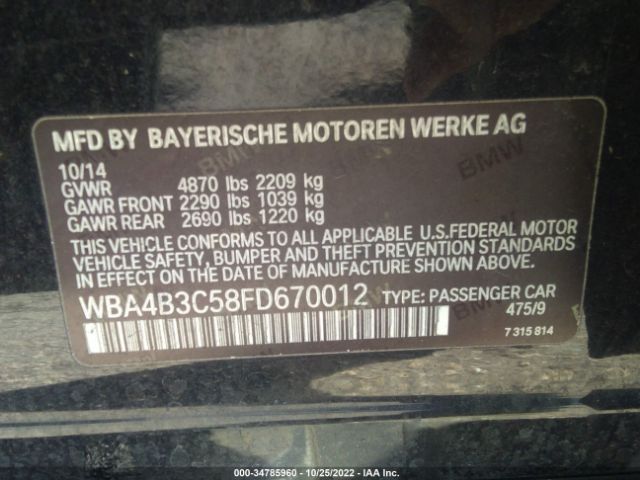 WBA4B3C58FD670012 BMW 4 Series 435i Xdrive