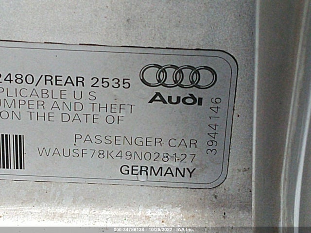 WAUSF78K49N028127 Audi A4 2.0t Prem Plus