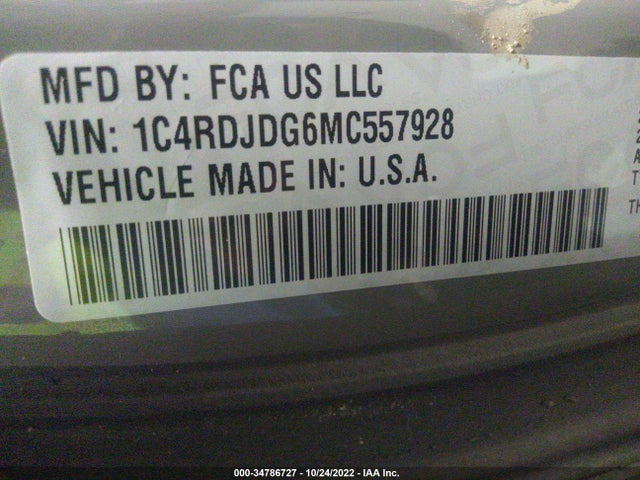 2021 Dodge Durango, VIN: 1C4RDJDG6MC557928