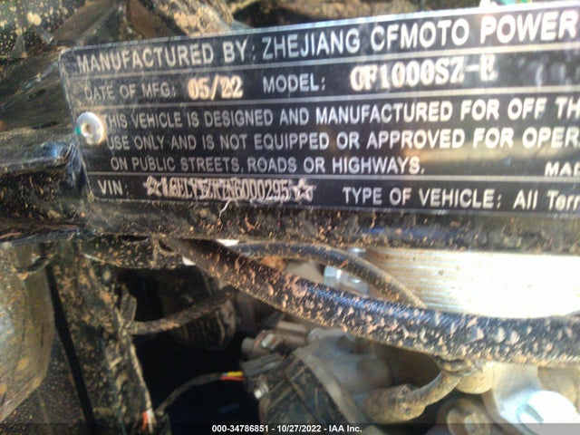 2022 CFMOTO Z950 SPORT VIN: LCELV1ZR7N6000295
