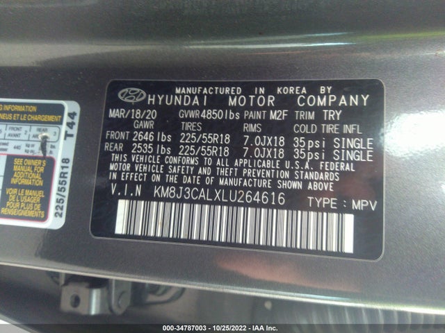 2020 Hyundai Tucson, VIN: KM8J3CALXLU264616