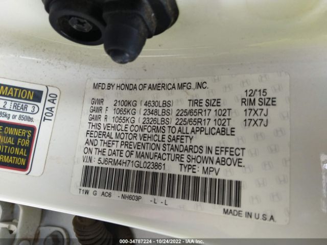 5J6RM4H71GL023861 Honda Cr-v Ex-l
