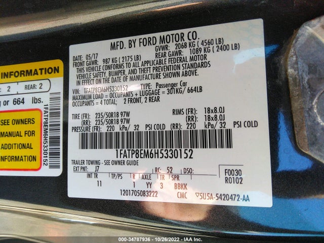 2017 Ford Mustang, VIN: 1FATP8EM6H5330152