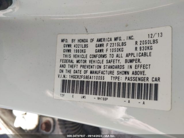 1HGCR2F58EA110055 Honda Accord Sedan Sport
