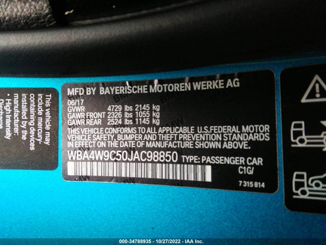 2018 BMW 4 Series, VIN: WBA4W9C50JAC98850