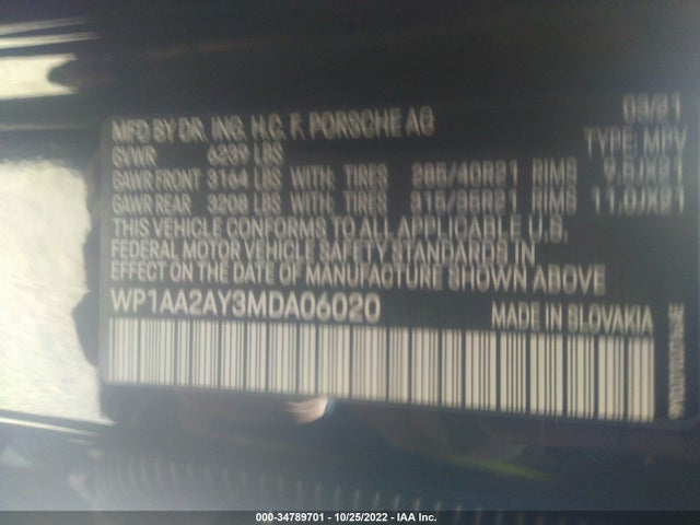 2021 PORSCHE CAYENNE WP1AA2AY3MDA06020 Photo 8