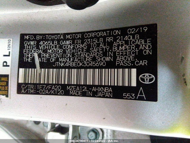 Toyota Corolla Hatchback Se 2019 JTNK4RBE0K3045690 Image 11
