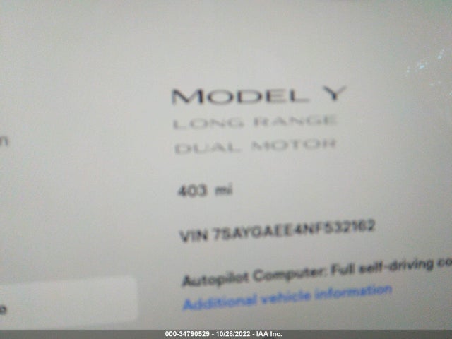 Tesla Model Y Long Range 2022 7SAYGAEE4NF532162 Image 7