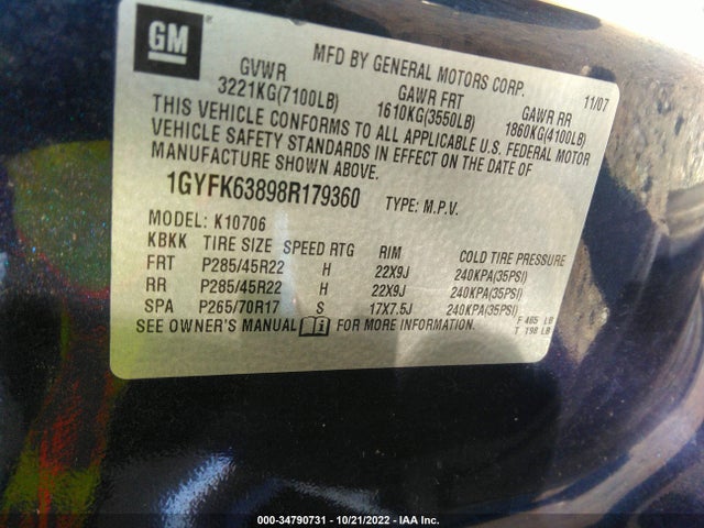 Cadillac Escalade 2008 1GYFK63898R179360 Image 10