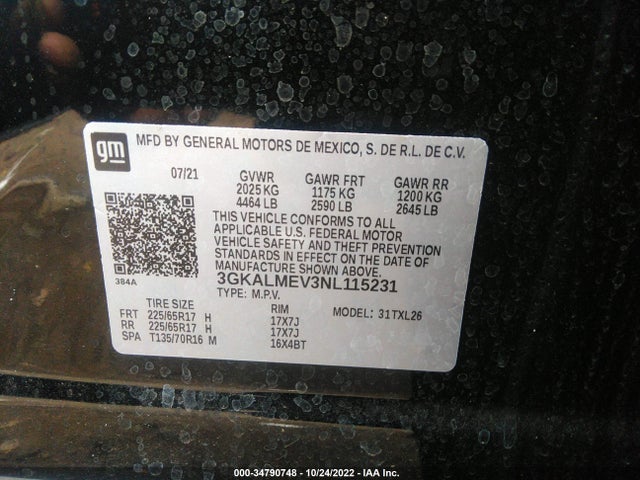 GMC Terrain Sle 2022 3GKALMEV3NL115231 Image 10