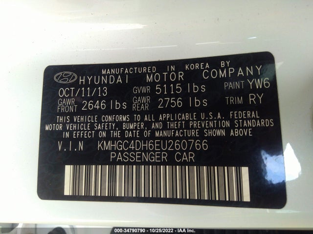 2014 Hyundai Genesis, VIN: KMHGC4DH6EU260766