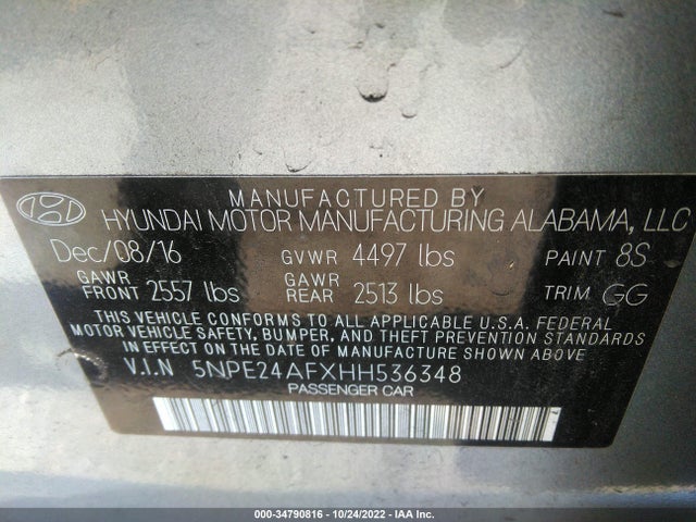 Hyundai SONATA SE 2017 5NPE24AFXHH536348 Image 9