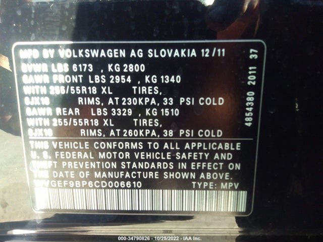 WVGEF9BP6CD006610 Volkswagen Touareg Sport
