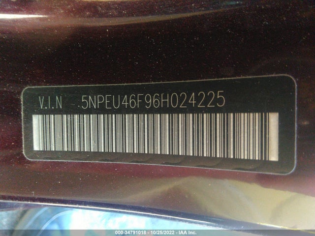 2006 HYUNDAI SONATA GLS/LX VIN: 5NPEU46F96H024225