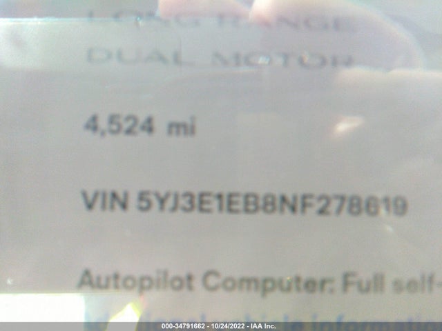 Tesla Model 3 Long Range 2022 5YJ3E1EB8NF278619 Image 8