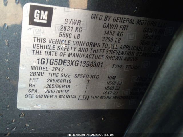 1GTG5DE3XG1394301 GMC Canyon 2wd Slt