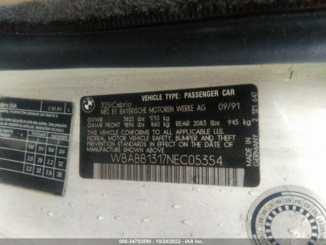 WBABB1317NEC05354 BMW 325 Ic