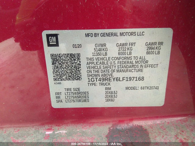 GMC SIERRA 2500HD 2020 1GT49REY6LF197168 Image 10