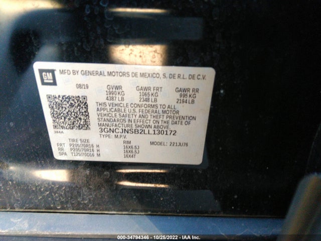 Chevrolet Trax Awd Ls 2020 3GNCJNSB2LL130172 Image 9