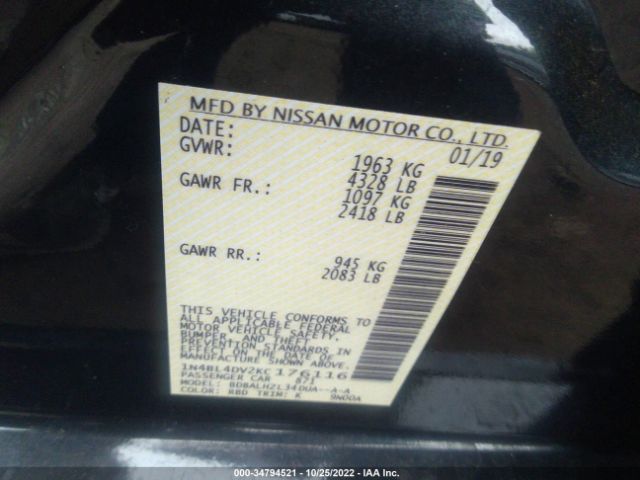 1N4BL4DV2KC176116 Nissan Altima