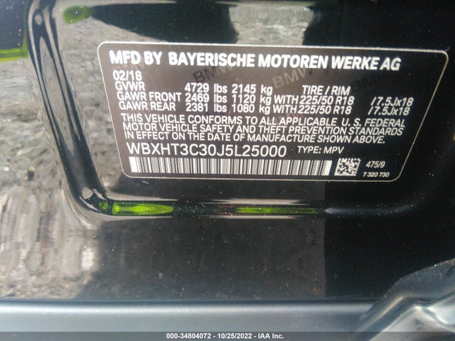 2018 BMW X1, VIN: WBXHT3C30J5L25000