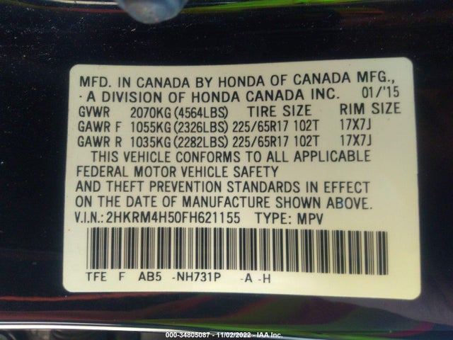 Honda CR-V EX 2015 2HKRM4H50FH621155 Image 10