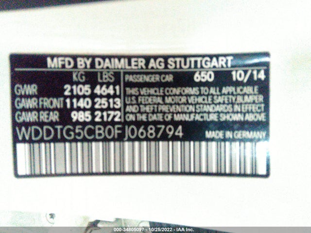 2015 Mercedes-Benz GLA-Class, VIN: WDDTG5CB0FJ068794