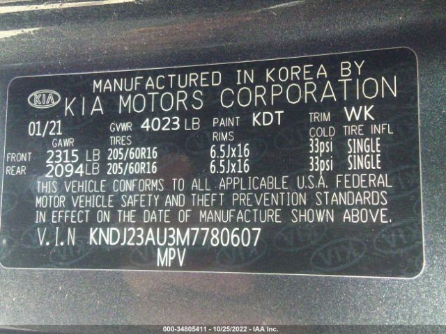 KNDJ23AU3M7780607 KIA SOUL S
