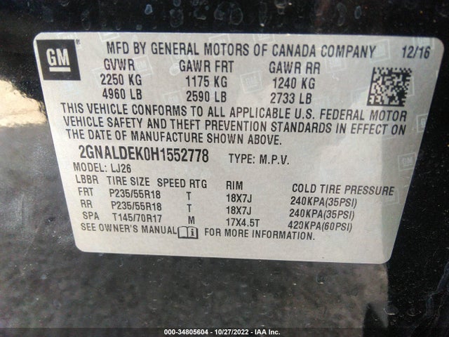 Chevrolet Equinox Premier 2017 2GNALDEK0H1552778 Image 9