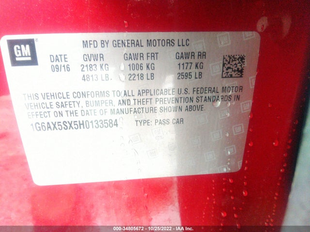 1G6AX5SX5H0133584 Cadillac Cts Sedan Luxury Awd
