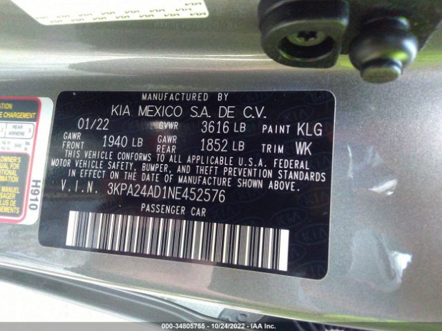 3KPA24AD1NE452576 KIA RIO S