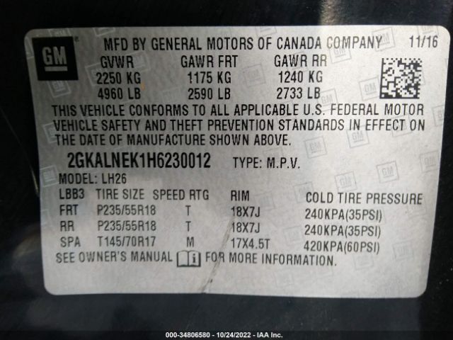2GKALNEK1H6230012 GMC Terrain Sle