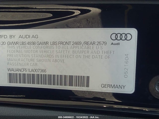 2020 Audi A5, VIN: WAUANCF51LA007366