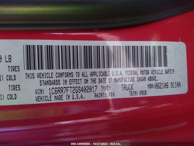 1C6RR7FT2GS402017 RAM 1500 Express