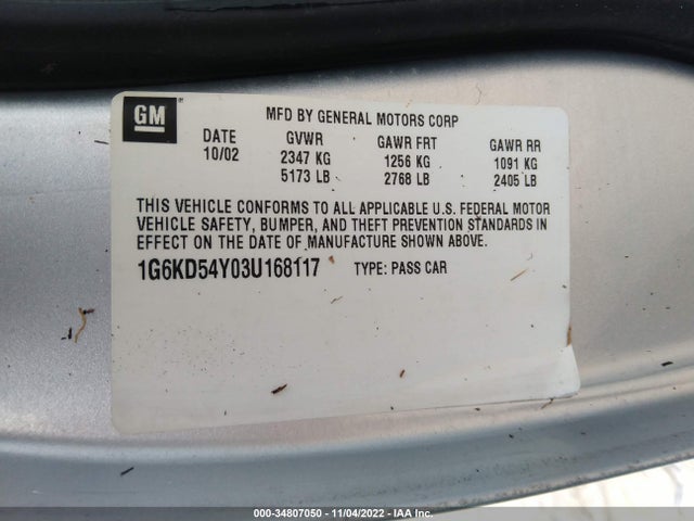 Cadillac Deville 2003 1G6KD54Y03U168117 Image 9