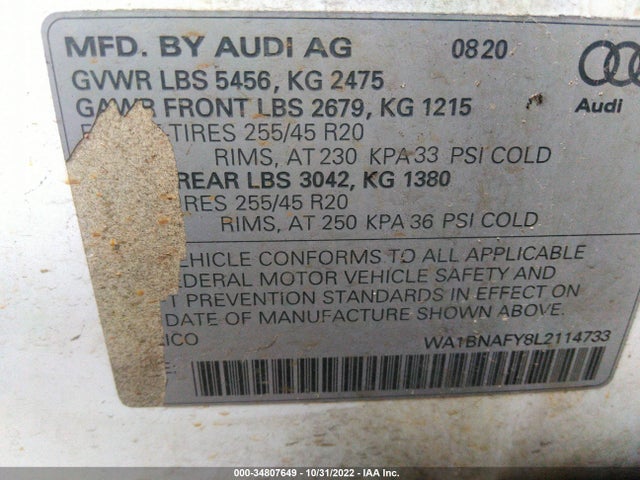 Audi Q5 Premium Plus 2020 WA1BNAFY8L2114733 Image 9