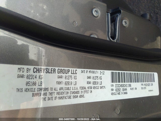 2012 DODGE CHARGER SE VIN: 2C3CDXBG9CH211996