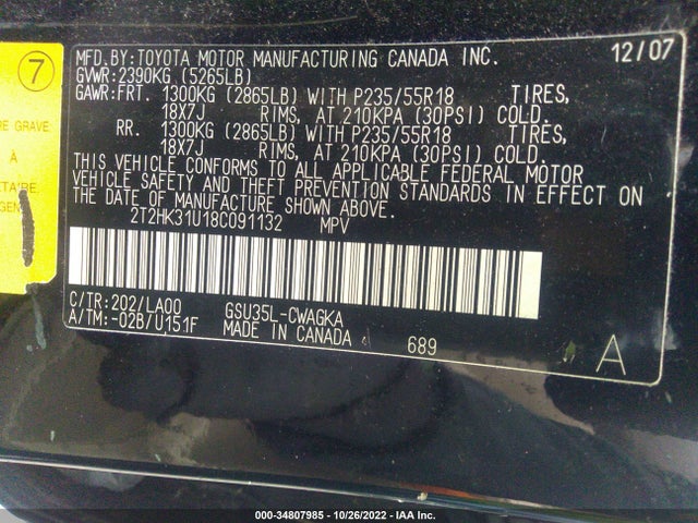 Lexus RX 350 2008 2T2HK31U18C091132 Image 10