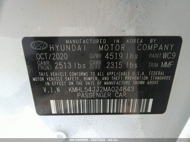 2021 Hyundai Sonata, VIN: KMHL54JJ2MA024843