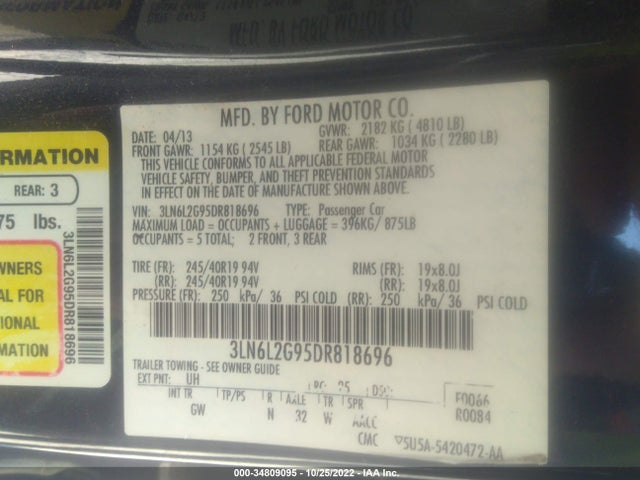 Lincoln MKZ 2013 3LN6L2G95DR818696 Image 10