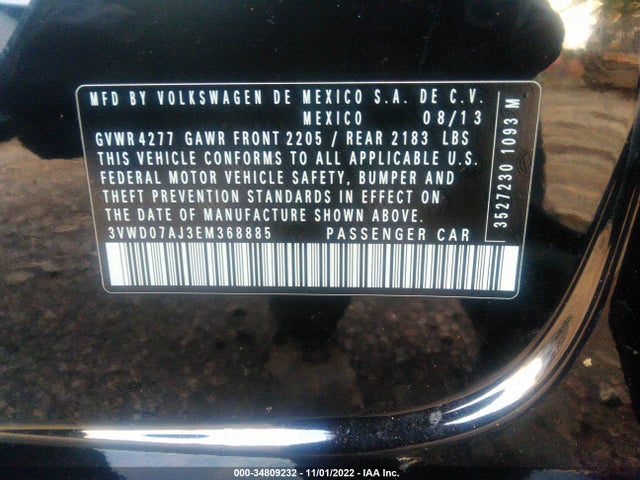 Volkswagen JETTA SEDAN 2014 3VWD07AJ3EM368885 Image 10