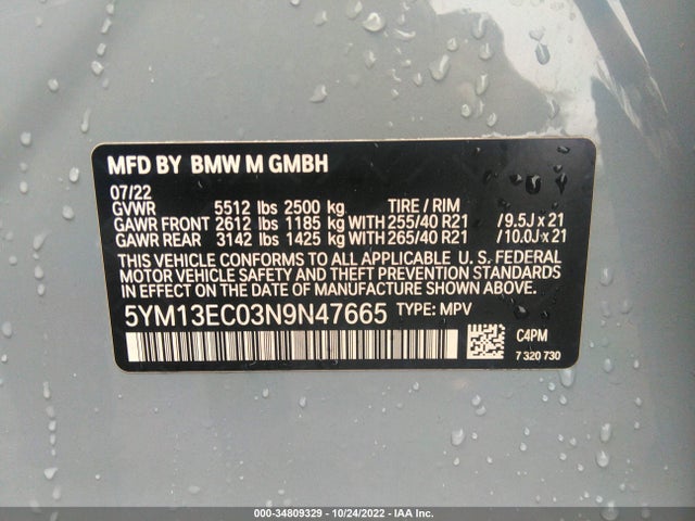 BMW X3 M 2022 аукцион фото