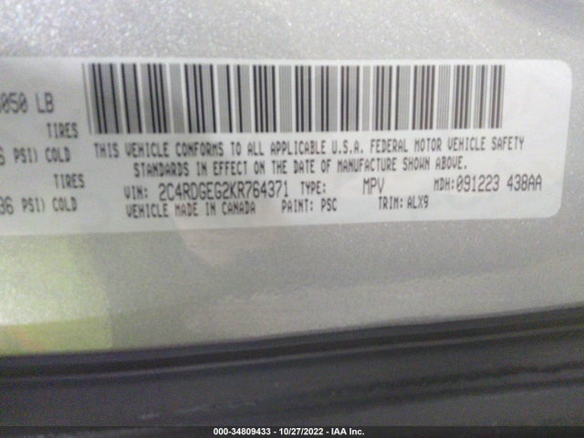 Dodge Grand Caravan Gt 2019 2C4RDGEG2KR764371 Image 9
