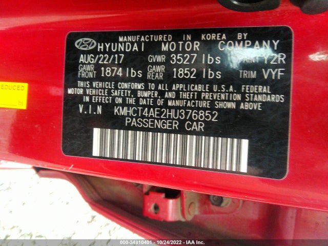Hyundai Accent Value Edition 2017 KMHCT4AE2HU376852 Image 9